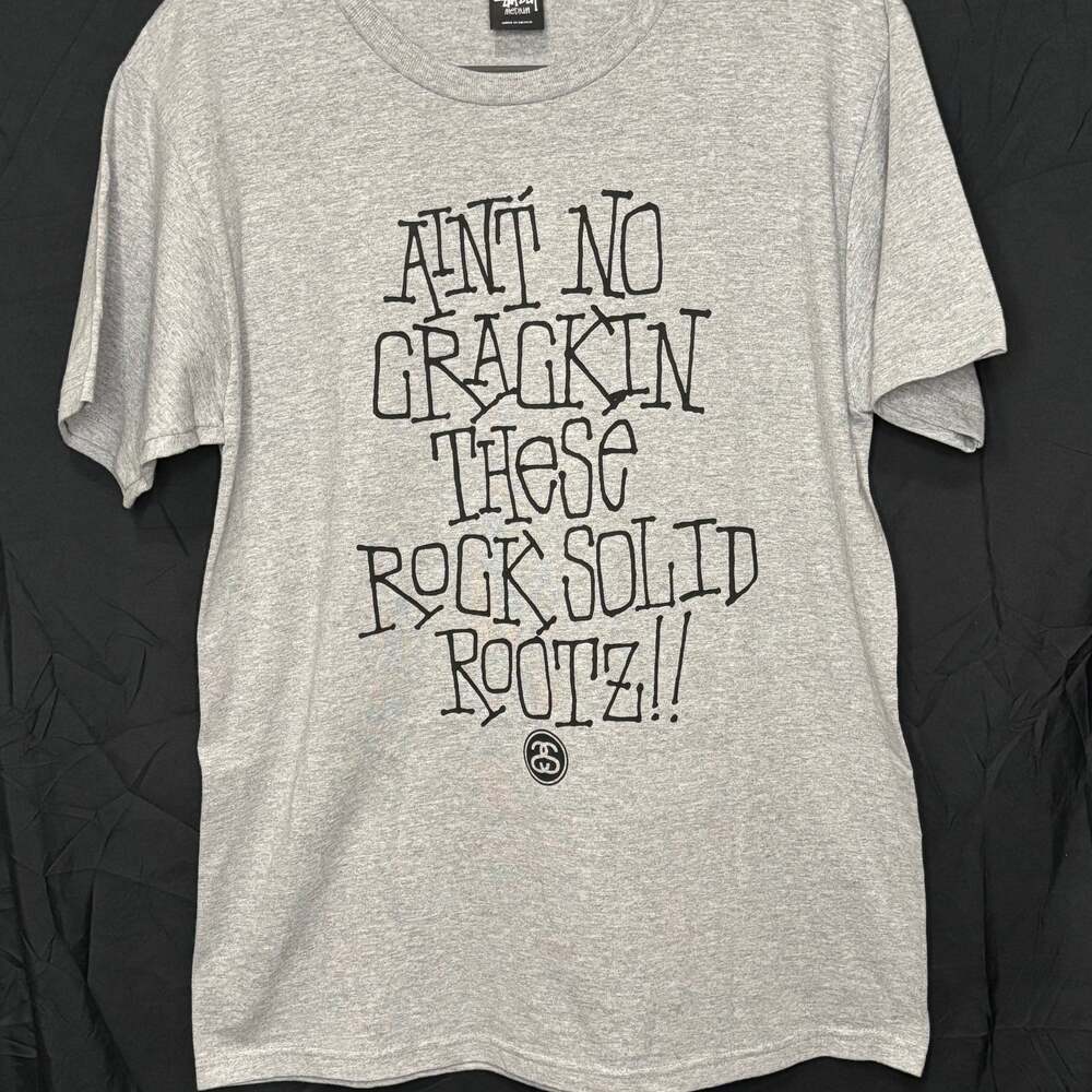 Stüssy Ain't No Crackin' These Rock Solid Rootz Tee Grey Heather